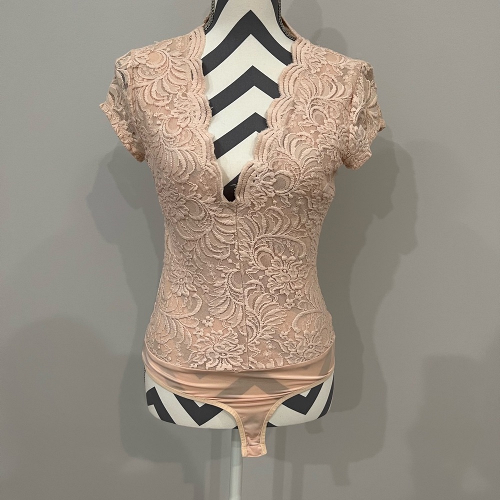 Lace deep v-neck bodysuit